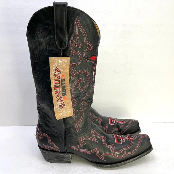 GAMEDAY BOOTS Texas Tech Red Raiders NEW Embroidered Cowboy Boots Black Size 10